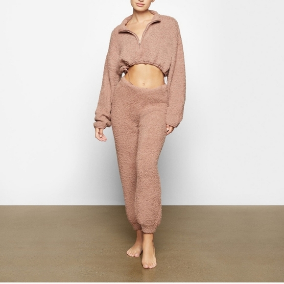 14. NWT SKIMS COZY KNIT CROPPED PULLOVER IN ROSE CLAY SIZE S/M,All Products : American Fashion Style Bags On Sale